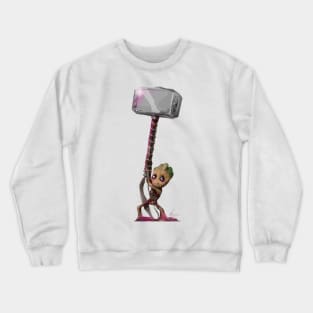 Baby Groot with Thor's Hammer Crewneck Sweatshirt